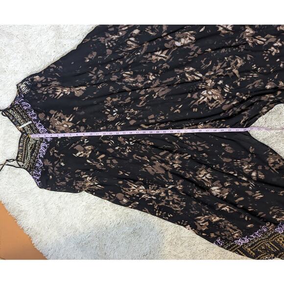 Free People Wild Divine Boho Maxi Dress Black Purple Brown Size XS - Picture 10 of 16